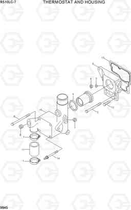9945 THERMOSTAT AND HOUSING R510LC-7(INDIA), Hyundai