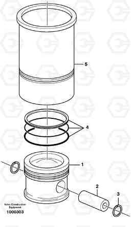 14810 Cylinder liner and piston G700B MODELS S/N 35000 -, Volvo Construction Equipment