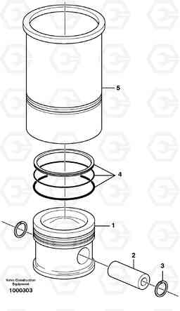 10757 Cylinder liner and piston L120E S/N 16001 - 19668 SWE, 64001- USA, 70701-BRA, Volvo Construction Equipment