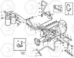 23855 Fuel pipes, fuel injection pump - fuel filter L120C S/N 11319-SWE, S/N 61677-USA, S/N 70075-BRA, Volvo Construction Equipment