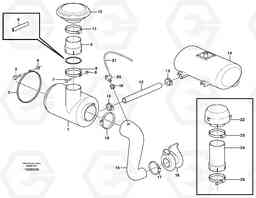 83404 Air filter with fitting parts L220E SER NO 2001 - 3999, Volvo Construction Equipment