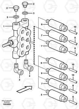 57103 Distribution block, B1. L150D, Volvo Construction Equipment