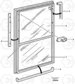 16296 Sliding window. L180E S/N 5004 - 7398 S/N 62501 - 62543 USA, Volvo Construction Equipment
