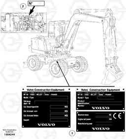 3412 Product identification plate EW70 TYPE 262, Volvo Construction Equipment