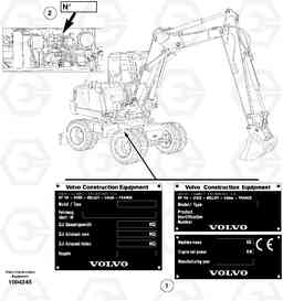 10945 Product identification plate EW70VV TYPE 262, Volvo Construction Equipment