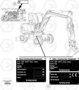 13921 Product identification plate EW50 TYPE 256, Volvo Construction Equipment