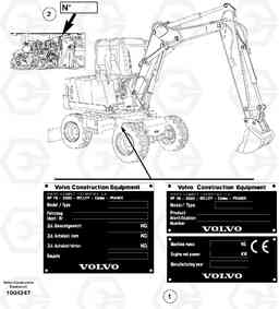 14736 Product identification plate EW50VV TYPE 256, Volvo Construction Equipment