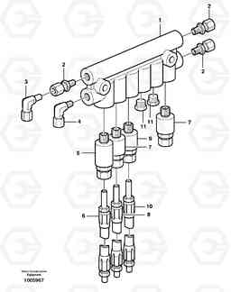 56227 Distribution block, B3. L180E S/N 5004 - 7398 S/N 62501 - 62543 USA, Volvo Construction Equipment