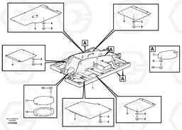 17166 Hatches under engine, hydr.pumps, cooler, m.valve and fuel tank. EW180B, Volvo Construction Equipment