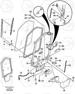 21274 Enclosed cab front door (optional) MC80, Volvo Construction Equipment