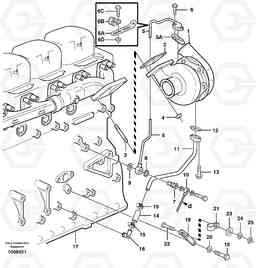 72761 Turbocharger with fitting parts L150E S/N 6005 - 7549 S/N 63001 - 63085, Volvo Construction Equipment