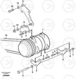 42142 Compressor for cooling agent R134a with fitting parts. EW160B, Volvo Construction Equipment