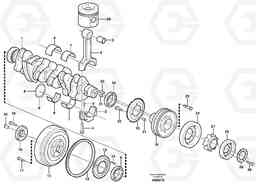 64738 Crankshaft and related parts L120E S/N 16001 - 19668 SWE, 64001- USA, 70701-BRA, Volvo Construction Equipment