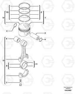 67496 Connecting rod and piston ECR28 TYPE 601, Volvo Construction Equipment