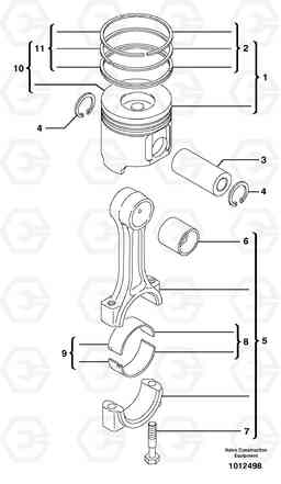 17951 Connecting rod and piston EC27C, Volvo Construction Equipment