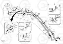 46856 Working hydraulic, dipper arm cylinder on boom. EW145B, Volvo Construction Equipment