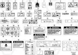 59691 Illustrations of sign plates and decals L150E S/N 6005 - 7549 S/N 63001 - 63085, Volvo Construction Equipment