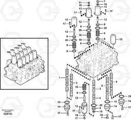 51367 Main control valve, swing and option and dipper arm and travel Lh EC360B PRIME S/N 15001-/85001- 35001-, Volvo Construction Equipment