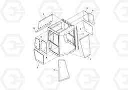 90327 Cab Glass Assembly SD70D/SD70F/SD77DX/SD77F S/N 197387-, Volvo Construction Equipment