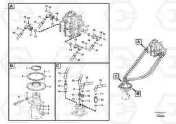 87466 Turning joint line, control valve to turning joint EC240B PRIME S/N 15001-/35001-, Volvo Construction Equipment