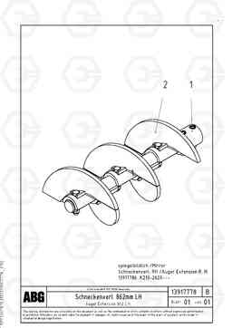 71507 Auger extension 862 VDT-V 78 GTC ATT. SCREEDS 2,5 - 9,0M AGB8820, AGB8820B, Volvo Construction Equipment