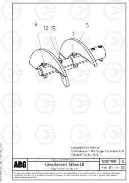 67171 Auger extension VB 79 ETC ATT. SCREEDS 2,5 - 9,0M ABG7820, ABG7820B, Volvo Construction Equipment