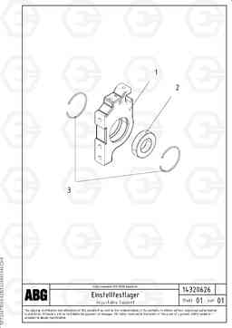 89365 Adjustable support for drive shaft OMNI 1021 ATT. SCREEDS 3,0 - 9,0M PF6110 PF6160/PF6170, Volvo Construction Equipment