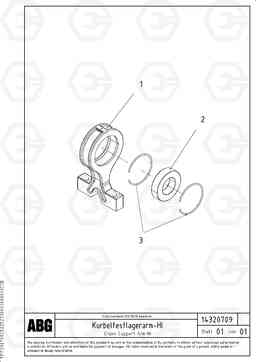 70569 Crank support arm for drive shaft VDT-V 78 GTC ATT. SCREEDS 2,5 - 9,0M AGB8820, AGB8820B, Volvo Construction Equipment