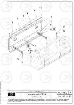 67843 Deflector for extension VB 88 GTC ATT. SCREEDS 3,0 - 9,0M ABG6870, Volvo Construction Equipment