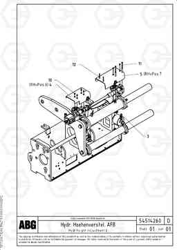 72512 Hydr. height adjustment for extandable screed VDT-V 78 GTC ATT. SCREEDS 2,5 - 9,0M AGB8820, AGB8820B, Volvo Construction Equipment