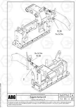 70534 Towing arm behind VDT-V 78 GTC ATT. SCREEDS 2,5 - 9,0M AGB8820, AGB8820B, Volvo Construction Equipment