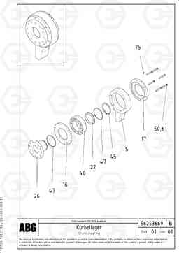 65167 Crank bearing for extension MB 120 VARIO ATT. SCREEDS 5,0 -12,5M ABG9820, Volvo Construction Equipment