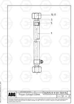 69087 Propane gas hose VDT 120 VARIO ATT. SCREEDS 5,0 -12,5M ABG9820, Volvo Construction Equipment