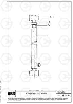 62724 Propane gas hose MB 120 VARIO ATT. SCREEDS 5,0 -12,5M ABG9820, Volvo Construction Equipment