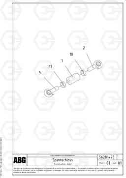 71535 Turnbuckle joint for towing arms VB 88 GTC ATT. SCREEDS 3,0 - 9,0M ABG9820, Volvo Construction Equipment