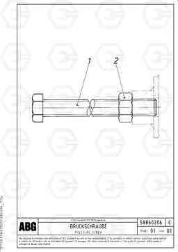 72737 Pressure screw VDT 121 VARIO ATT.SCREED 9,0 - 12,0M ABG8820/ABG8820B, Volvo Construction Equipment