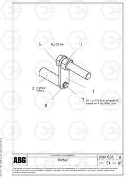 69187 Crank for lateral limitation MB 122 VARIO ATT.SCREEDS  4,5 -12,0M ABG8820, ABG8820B, Volvo Construction Equipment