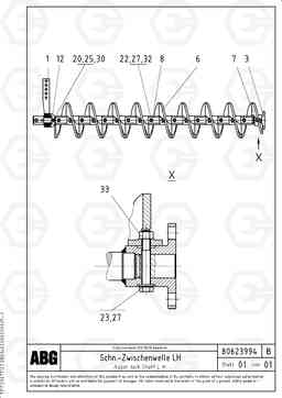 71438 Auger jack shaft VDT 121 VARIO ATT.SCREED 9,0 - 12,0M ABG8820/ABG8820B, Volvo Construction Equipment