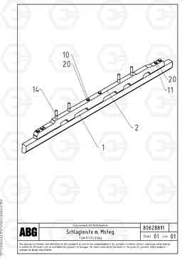78411 Tamper knife with heating for basic and extandable screed VDT-V 88 GTC ATT. SCREEDS 3,0 - 9,0M ABG8820/ABG8820B, Volvo Construction Equipment