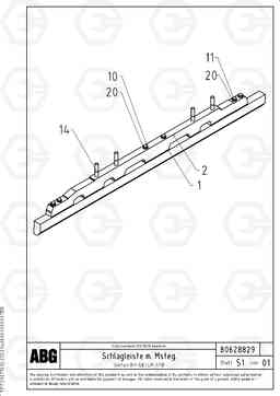 76711 Tamper knife with heating for basic and extandable screed VDT-V 88 GTC ATT. SCREEDS 3,0 - 9,0M ABG7820/ABG780B, Volvo Construction Equipment