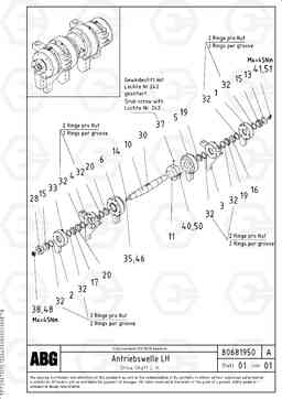 99920 Tamper drive shaft for extension VDT 121 VARIO ATT.SCREED 9,0 - 12,0M ABG8820/ABG8820B, Volvo Construction Equipment