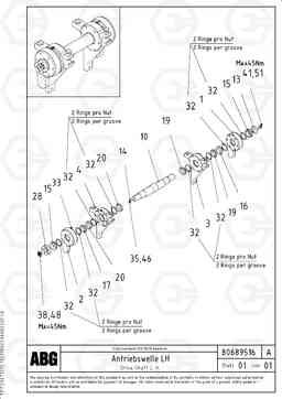 65208 Drive shaft for extension MB 122 VARIO ATT.SCREEDS  4,5 -12,0M ABG8820, ABG8820B, Volvo Construction Equipment