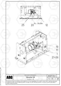 69440 Vibrator for extendable screed VDT 121 VARIO ATT.SCREED 9,0 - 12,0M ABG8820/ABG8820B, Volvo Construction Equipment