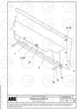 63117 Front wall for basic screed VB-V 50 ATT. SCREEDS 2,0 - 5,0M ABG3870, Volvo Construction Equipment