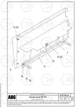 63118 Front wall for basic screed VB-V 50 ATT. SCREEDS 2,0 - 5,0M ABG3870, Volvo Construction Equipment