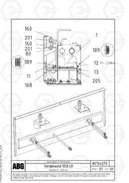 70424 Deflector for extension OMNI 1000 ATT. SCREEDS 3,0 - 9,0M PF6110, PF6160/6170, Volvo Construction Equipment