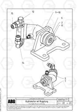 91179 Hydraulic motor with tamper coupling for basic screed OMNI 1021 ATT. SCREEDS 3,0 - 9,0M PF6110 PF6160/PF6170, Volvo Construction Equipment