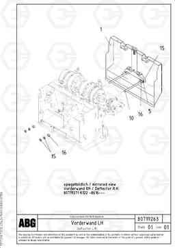 68780 Deflector for extension MB 120 VARIO ATT. SCREEDS 5,0 -12,5M ABG9820, Volvo Construction Equipment