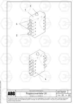 70304 Progressive manifold for extension VDT-V 78 GTC ATT. SCREEDS 2,5 - 9,0M ABG6820,ABG7820,ABG7820B, Volvo Construction Equipment