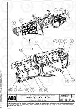 72436 Attaching screed for extension VB 78 GTC ATT. SCREEDS 2,5 - 9,0M ABG5770, ABG5870, ABG6870, Volvo Construction Equipment